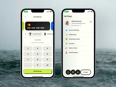 Send Money & Settings Screens appdesign appsettings design financeapp fintechdesign mobileui moneytransfer sendmoney settingsscreen ui ux