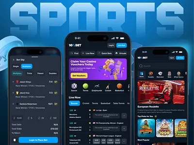 Sports bet betslip casino clean ui game game banner game ui gaming igaming mobile app mobile casino mobile game simple ui sport banner sport icons sport team sport ui sports ui ux web3