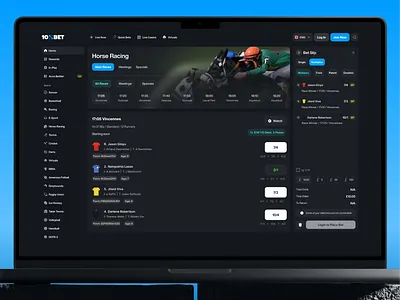 Horse Racing casino dark app dark interface dashboard football app gambling gaming horse horse racing interface live live score modern racing sport bet sport live sports app sports dashboard ui design world cup