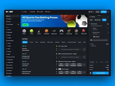 Sports ai sport betting betting ui casino casino design clean ui crypto dark dark theme dashboard gambling igaming modern ui simple ui soccer sport sports tennis web game web3