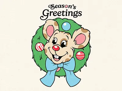 Christmas Mouse Illustration cartoon character design christmas design digital illustration doodle drawing fun graphic design halftone holidays illustration mouse nostalgic typography vector vector illustration vintage