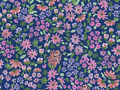 Hand Painted Floral Textile Print by Courtney Graben art design digital art floral flowers illustration painted painting pattern surface design surface pattern design textile print textile print design