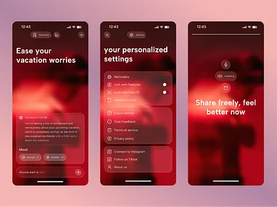 AI Meets Journaling - Mobile App Design ai app ai assistant ai design ai therapy app anxiety app app design app ui chatbot emotion tracker healing journey journaling journaling app meets journaling mindful healing minimal mobile app mobile app design product design stress monitor app uiux