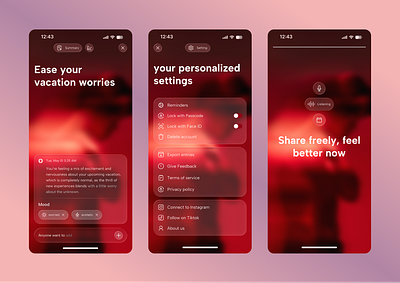 AI Meets Journaling - Mobile App Design ai app ai assistant ai design ai therapy app anxiety app app design app ui chatbot emotion tracker healing journey journaling journaling app meets journaling mindful healing minimal mobile app mobile app design product design stress monitor app uiux