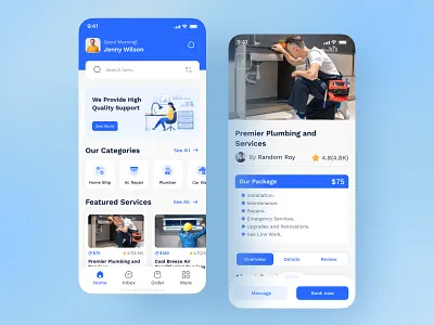 On-Demand Handyman Mobile App UI app design booking app dribbble figma design handyman app home services marketplace app mobile app ui on demand product design service app ui design uiux ux design