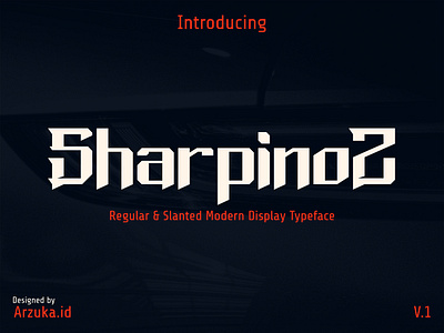 Sharpinoz – Modern Racing Display Font aggressive font angular font automotive font bold typeface display font dynamic font esport font fast motion font futuristic font gaming font italic display modern display modern typeface motorsport font racing font sharp edges font slanted font speed font sport font strong headline font