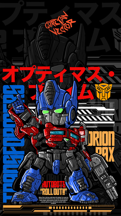 MINI PRIME!! AUTOBOTS, ROLLOUT available for sale cartoon potrait design illustration illustrator indonesia mecha open commission optimus prime robot vector vector tracing