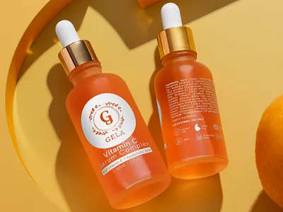Vitamin C Serum Label Design clean cosmetic creative design facial graphic design label modern orange packaging design pantone premium print professional serum vitamin c young