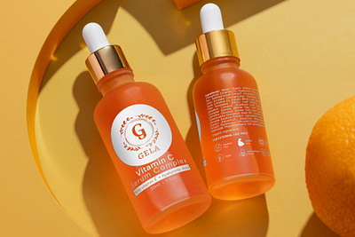 Vitamin C Serum Label Design clean cosmetic creative design facial graphic design label modern orange packaging design pantone premium print professional serum vitamin c young