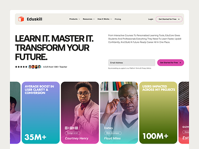 EdoSkill - EdTech Learning Platform Hero exploration cleaninterface course creative design edtech education landingpage learning minimal minmal product skill typography ui ux webdesign website
