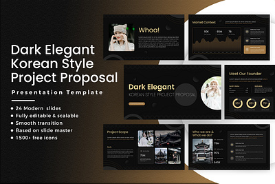 Dark Elegant Korean Style Project Proposal Presentation branding business clean creative dark design elegant korean layout modern pitch plan presentation professional project proposal simple slides style template
