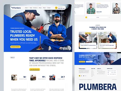Plumbing Service Website Design branding contractor website design figma ui for plumbers handyman website homepage illustration landing landing page local business site local service website plumbing plumbing design plumbing service plumbing website design repair website ui uiux web design website
