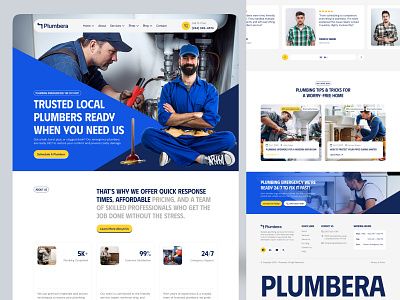 Plumbing Service Website Design branding contractor website design figma ui for plumbers handyman website homepage illustration landing landing page local business site local service website plumbing plumbing design plumbing service plumbing website design repair website ui uiux web design website
