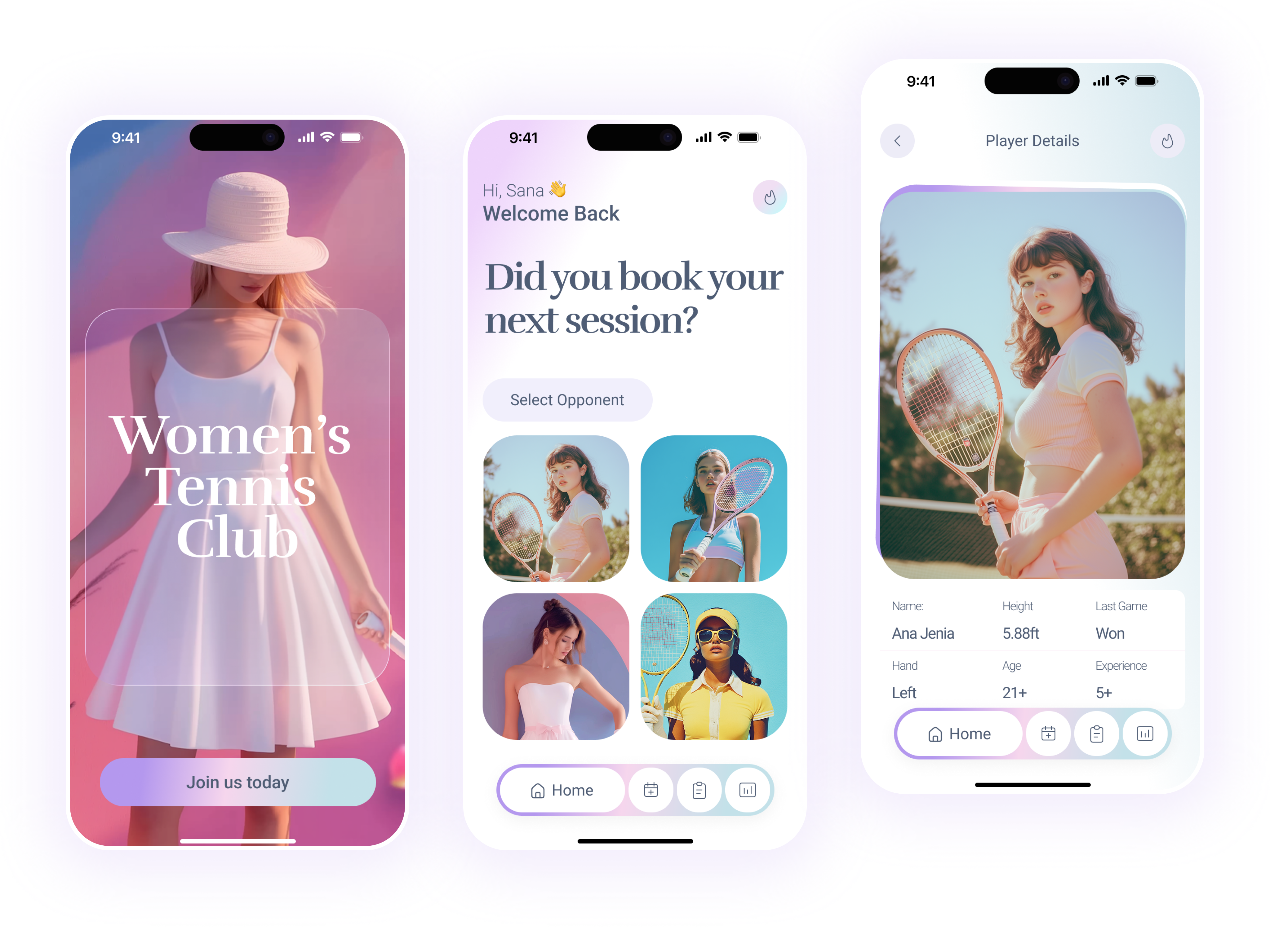 Mobile App Design: Women’s Fun Tennis Club application design club fitness fun club girls health ladies mobile apps power women run slick sports tendu tennis tennis club trendy ui wellness woman women