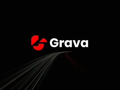 Grava logo design branding dynamic energy forward graphic design grava innovation logo minimal modern motion performance power precision red icon speed technology