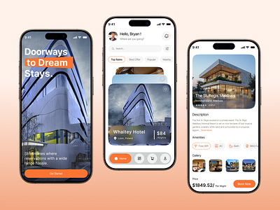 Luxury Hotel Booking Mobile App Design app design booking app booking platform hotel booking app hotel reservation hotel reviews hotel room hotel searchs ios luxury hotel app mobile app mobile app design modern app design online hotel booking app room room booking app travel agency app travel app trip management villa