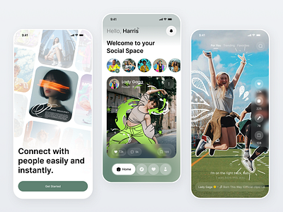Modern Social App UX/UI Concept app concept app designer clean design interaction design minimal app modern ui onboarding screen social feed social media social media app ui ux designer for app user interface ux ui