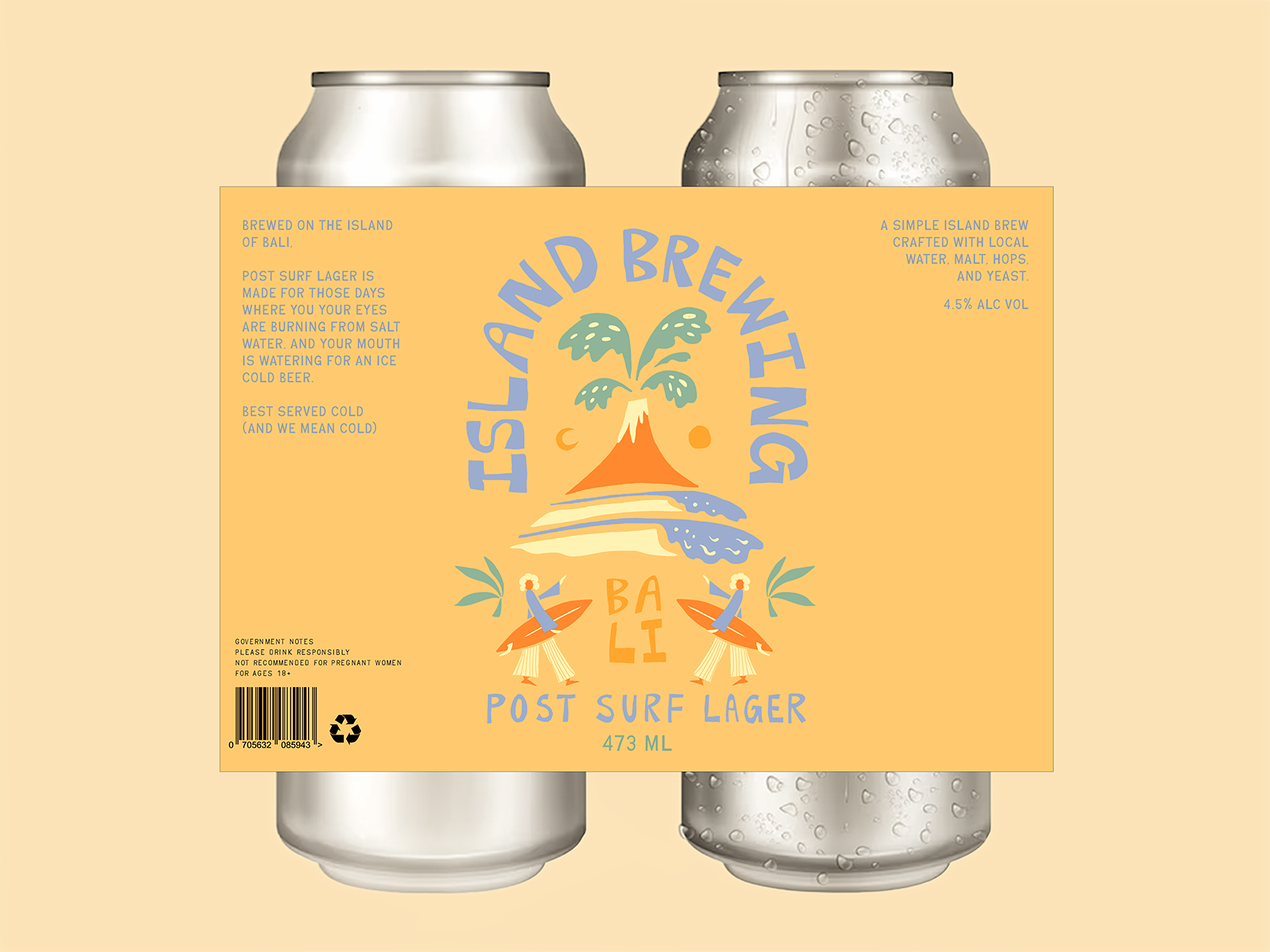 Island Brewing Post-Surf Lager Craft Beer Mockup alcohol beer branding brewery can design craft beer graphic design illustration illustrator label label design logo package design packaging retro surf tropical typeface typography vintage