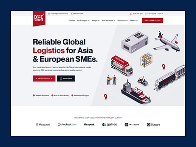 Logistics Website Design for Global Freight & Shipping Service 3pl service web design b2b transport design customs clearance website freight forwarding ui global shipping platform international logistics company logistics website design modern business website responsive logistics website supply chain ux transport management system ux for logistics