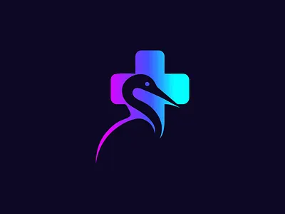 BlueHeron Health - Medical Logo abstract bird mark animal care identity animal hospital logo avian healthcare bird logo bird medical logo eco vet logo gradient logo healthcare symbol heron symbol medical cross design minimalist wildlife design modern vet logo nature meets medicine pet rescue branding purple blue gradient sleek animal logo vet startup branding veterinary branding wildlife logo