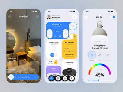 SmartNest – Smart Home Mobile App, Smarter Way, Control Home. app design clean ui dashboard ui energy monitoring home automation home management home security iot app minimal design mobile app modern ui smart control smart devices smart home smart home app smart interface smart lighting smart living ui design ux design
