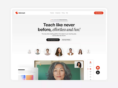 Zainmeet — Online Teaching & Meeting Platform UI animation design product service startup ui ux web
