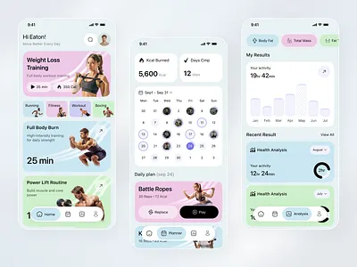 Fitness & Activity Tracking App activity tracker app concept clean ui daily planner fitness app ios app mobile mobile app design mobile app designer mobile designer mobile ui progress tracker wellness app workout app