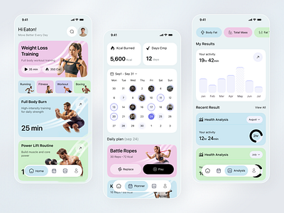 Fitness & Activity Tracking App activity tracker app concept clean ui daily planner fitness app ios app mobile mobile app design mobile app designer mobile designer mobile ui progress tracker wellness app workout app
