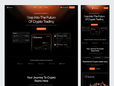 SaaS landing Page branding business crypto crypto trading saas landing page dark mode finance fintech landing landing page modern saas saas app saas landing page saas website software landing page trading ui ux web design