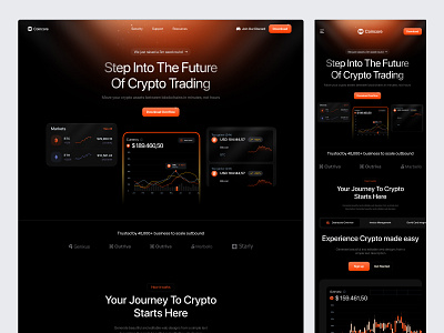 SaaS landing Page branding business crypto crypto trading saas landing page dark mode finance fintech landing landing page modern saas saas app saas landing page saas website software landing page trading ui ux web design