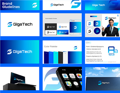 Giga trech logo and brand identity design. 3d app brand identity branding graphic design illustration logo motion graphics typography vector