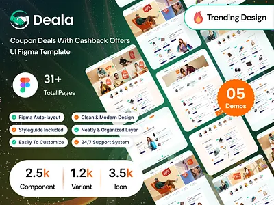 Deala - Coupon Deals With Cashback Offers UI Figma affiliate cashback coupon deal discount offers product design uiux design web site