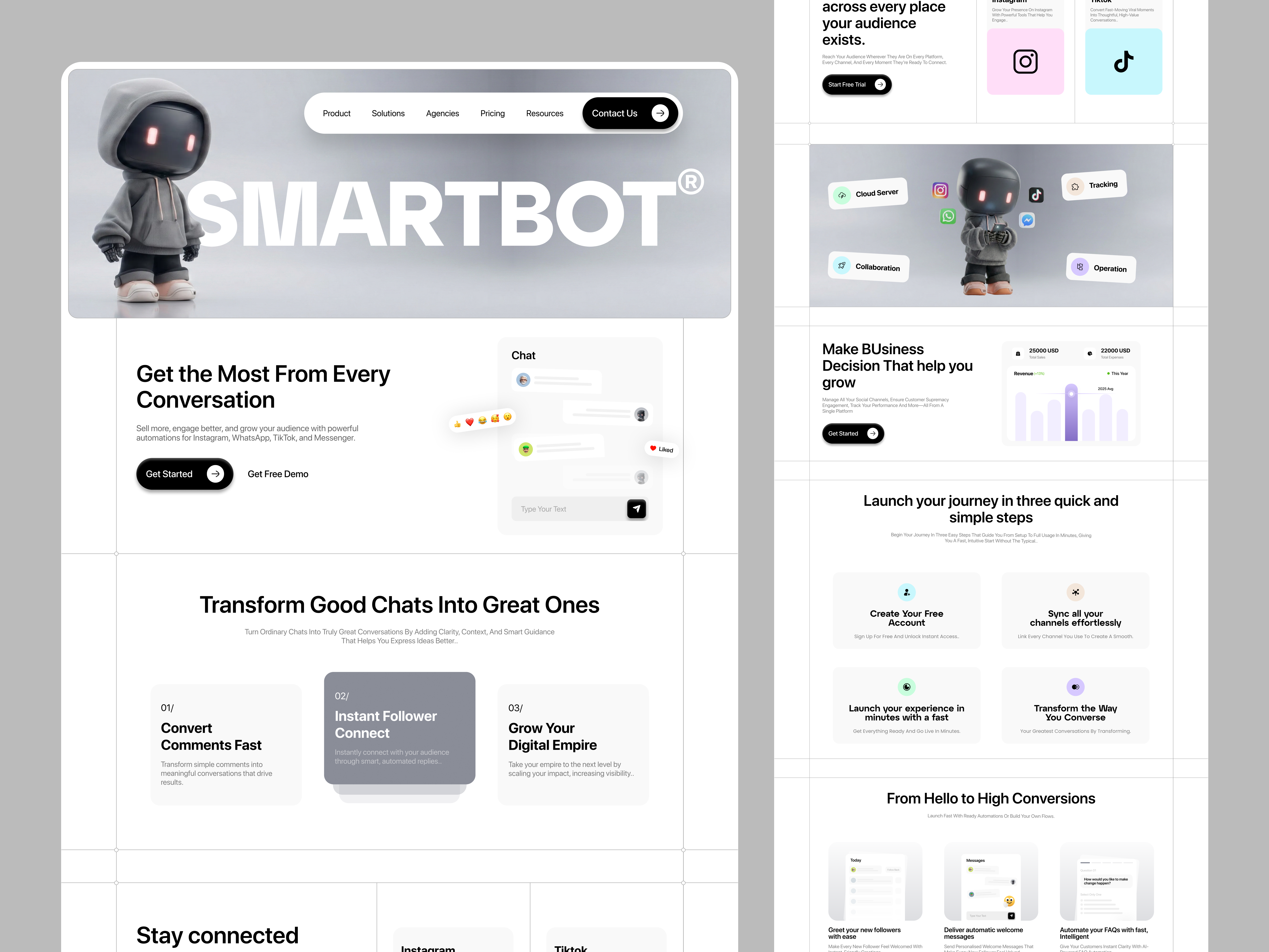 Example of AI Chatbot & Social Automation SaaS Website ✦ SmartBot