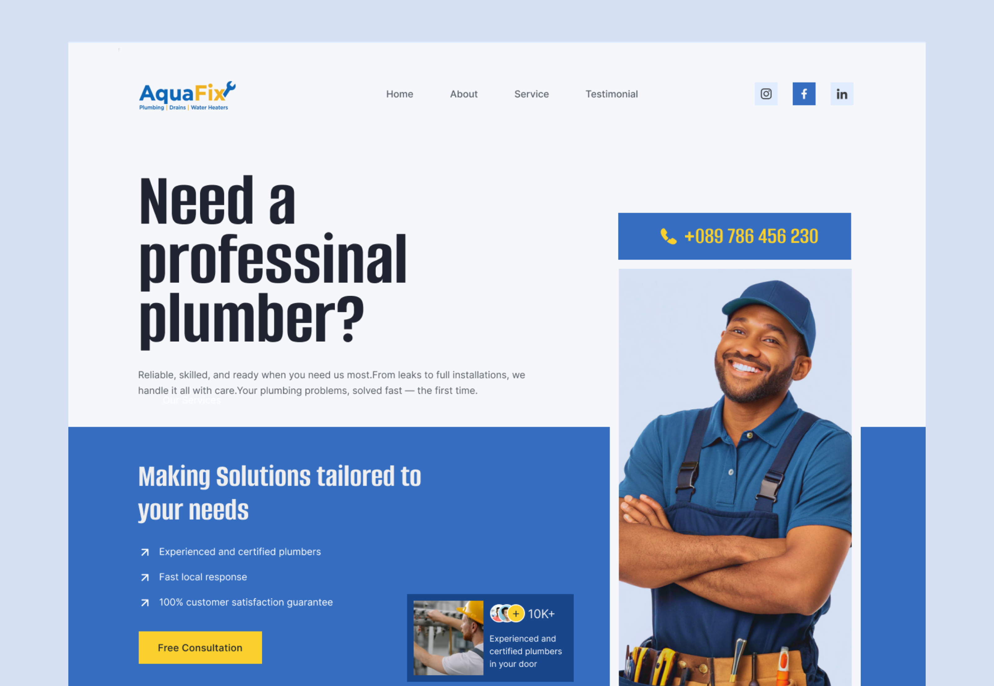 Plumber Service | Home Service Website best web design agency booking form ui branding clean ui figma design hero section design home service ui illustration landing page design modern ui plumbing website premium design responsive website service business website service landing page uiux design web design inspiration website design