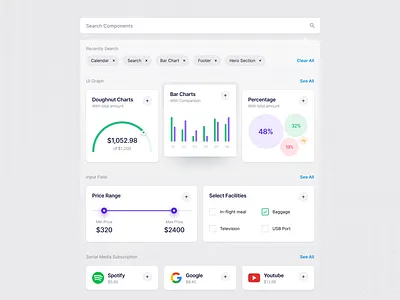 Searching Design Components box branding card clean components design design system modal plugins pop up typography ui ui kit ux whitespace
