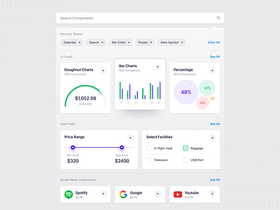 Searching Design Components box branding card clean components design design system modal plugins pop up typography ui ui kit ux whitespace