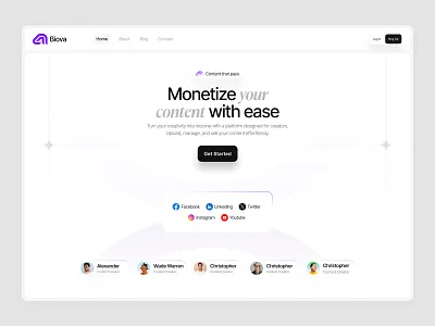 Creator Monetization Platform Hero Section design hero interface product saas service startup ui ux web website