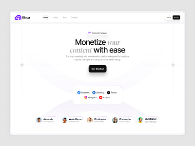 Creator Monetization Platform Hero Section design hero interface product saas service startup ui ux web website