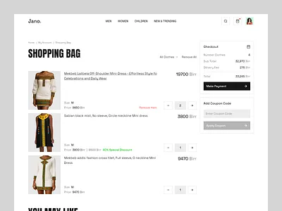 Jano - Shopping Bag aesthetic branding graphic design minimal modern ui ui design ux design