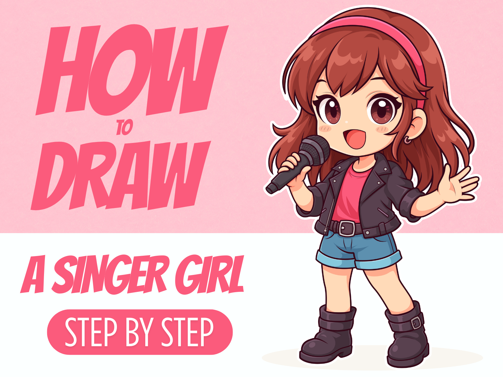 How to Draw a Cartoon Chibi Singer Girl Step by Step arttutorial artwork cartoon character chibi clip art cute design drawingguide girl graphic design how to draw howtodraw illustration kawaii learntodraw logo singer sticker vector