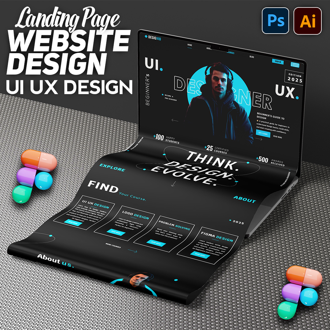 🔥 UI/UX Designer Portfolio Landing Page, Dark Futuristic Theme branding design landing page design portfolio design thinking design ui ui ux ui ux design user experience user interface web design website design