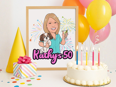 Custom Birthday Cartoon Portrait| Cartoon Pet Portrait bday birthday gift cartoon cartoon art cartoon portrait custom gift graphic design illustration personalized pet pet portrait portrait vector
