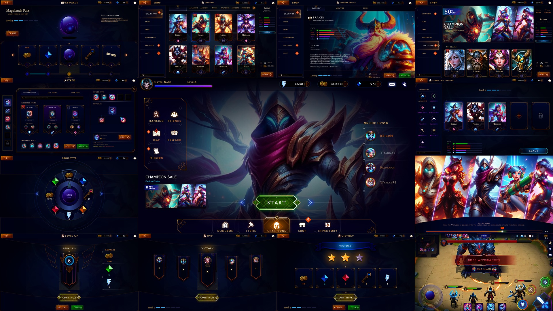 Epic Fantasy RPG UI Kit button pack fantasy game ui icons interface moba rpg ui