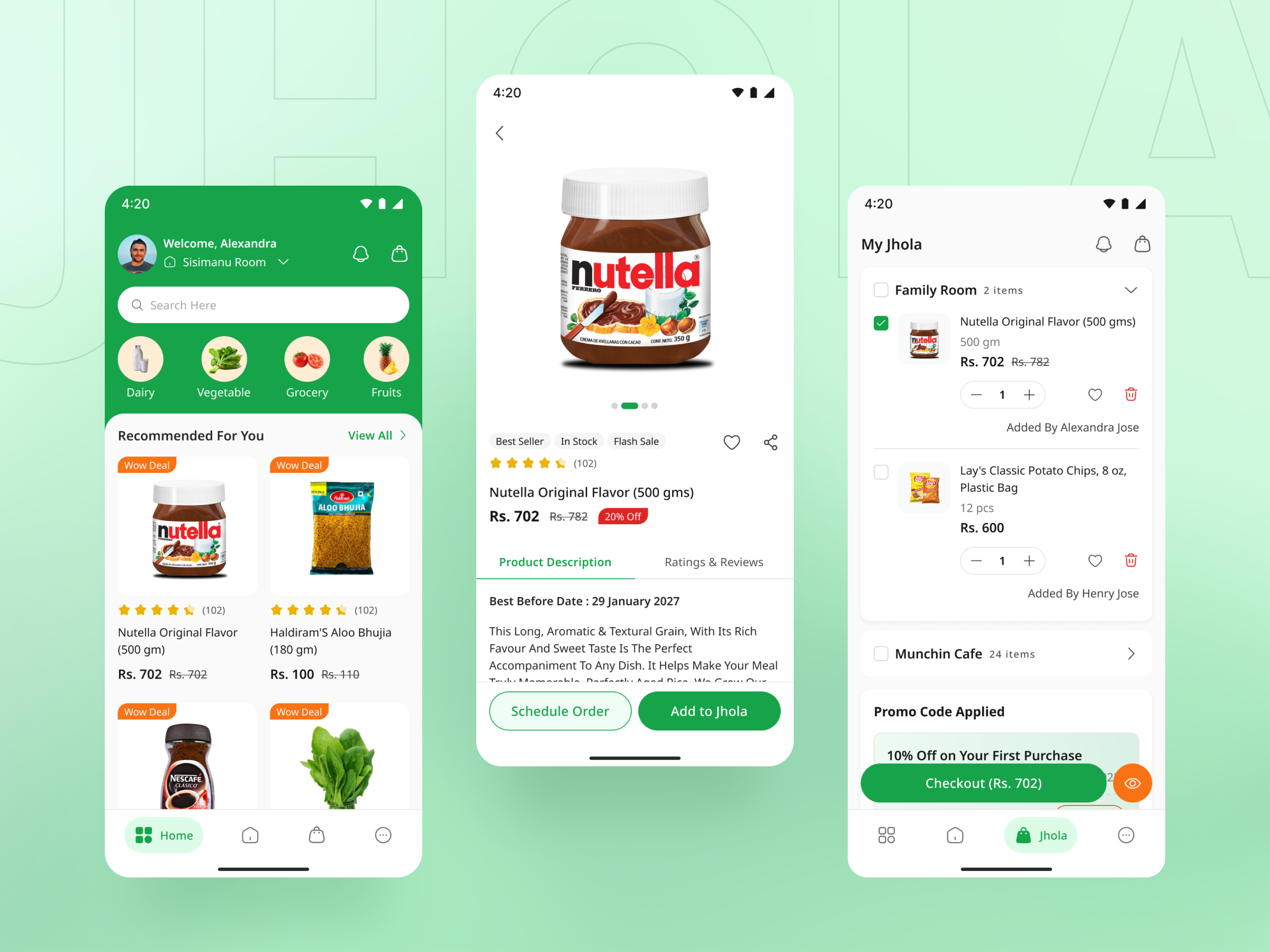 Ecommerce Grocery App - Jhola app design app inspiration ecommerce ecommerce design grocery grocery app grocery design mobile app modern ui ui design ui inspiration
