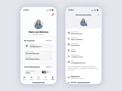 PropTech App ✦ Profile & Settings apple design cards ios minimal design native app profile proptech real estate tech settings tab bar