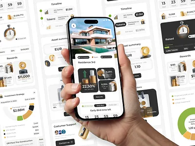 Tokenised Real Estate App animation investments mobile app real estate investments ui ux