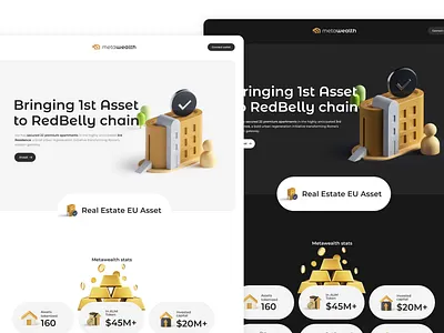 Landing pages blockchain real estate investment ui
