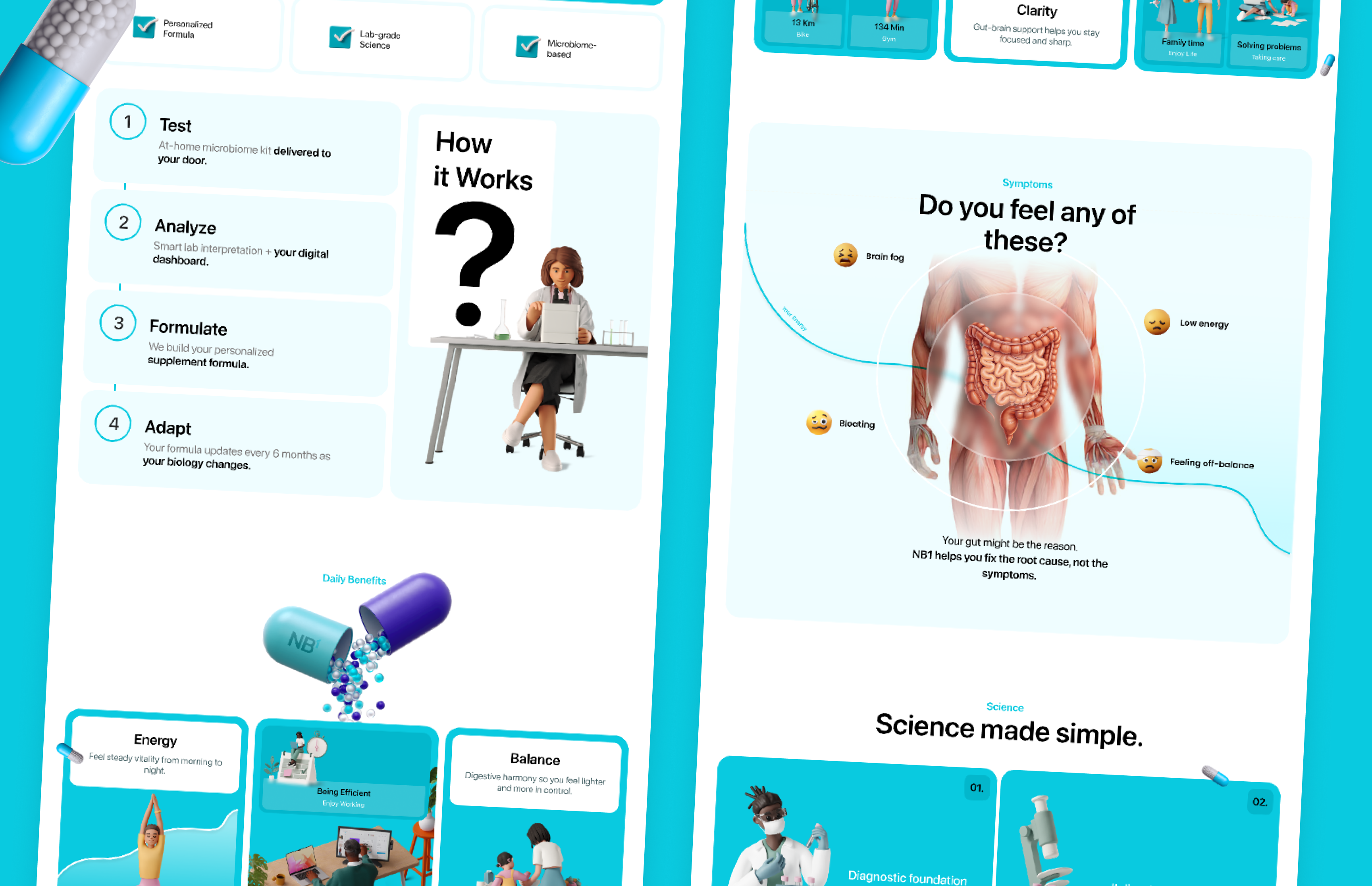 Landing page BN1 gut supplements health landing page ui