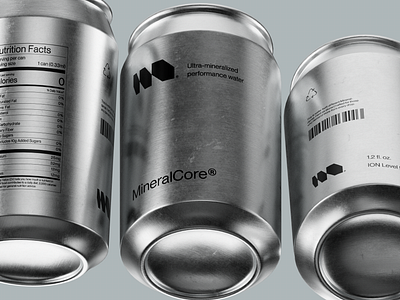 MineralCore® Logo & Packaging Design brutal can logotype minimalist modern packaging pack packaging design performance water
