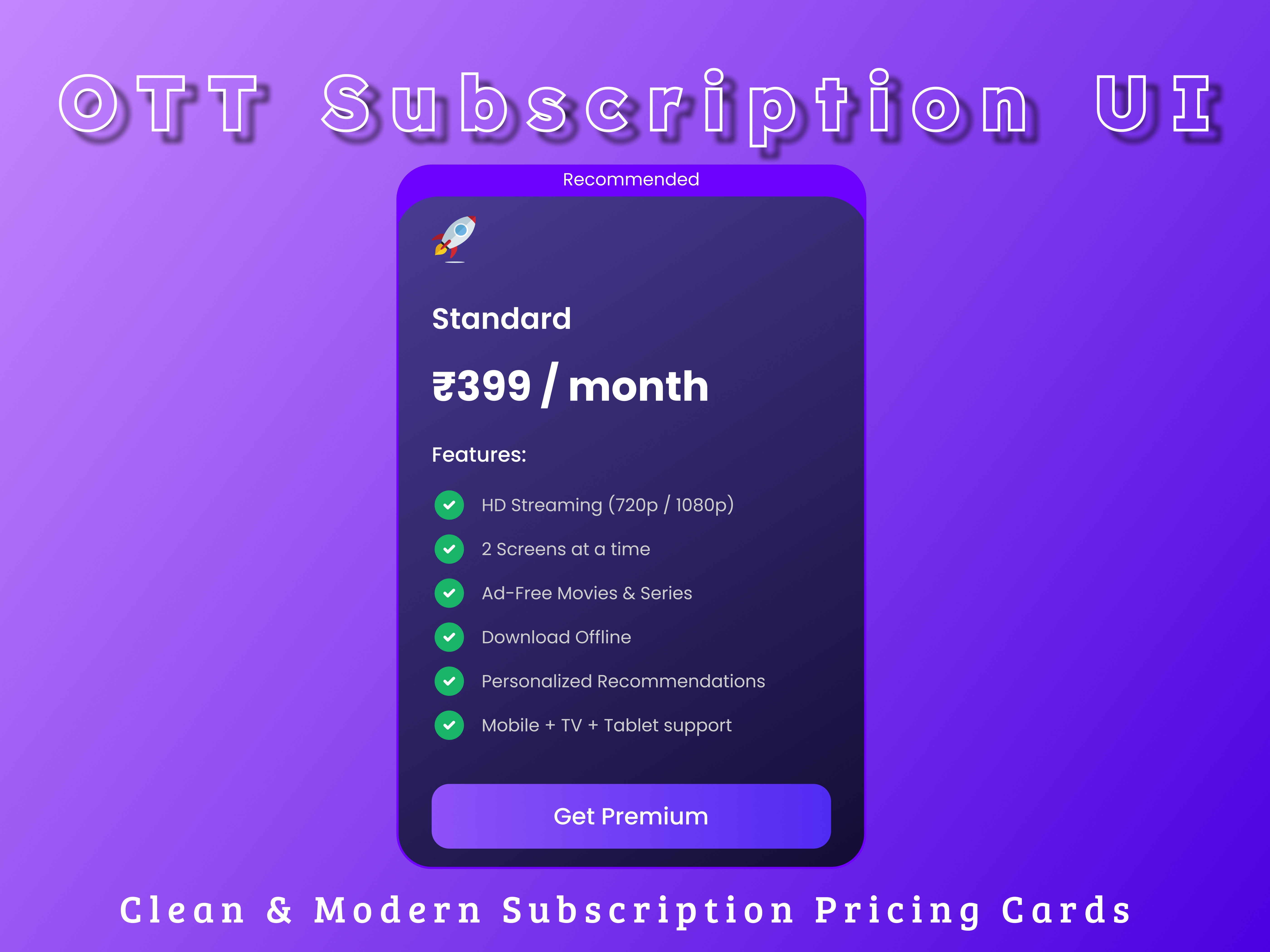 OTT Subscription UI ott ott pricing plan ui priceplan subscription ui ux